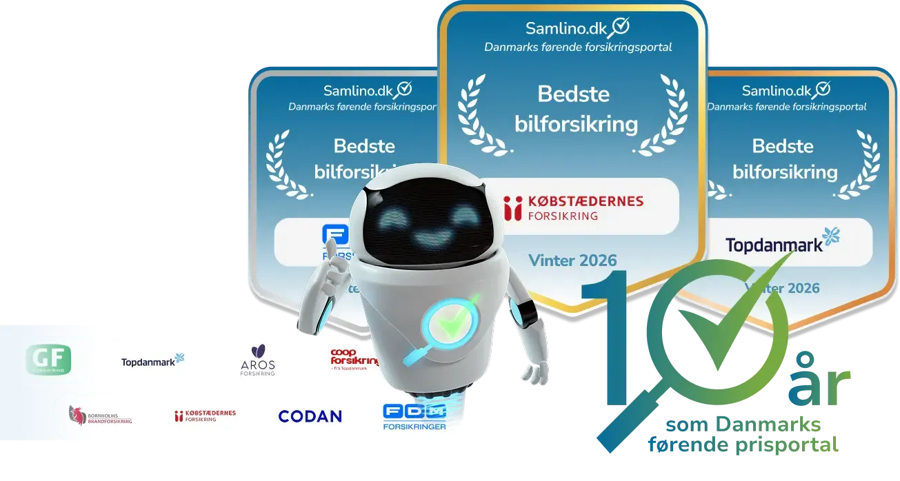 Kåringer af bilforsikring af Samlino.dk 2026 mobil display